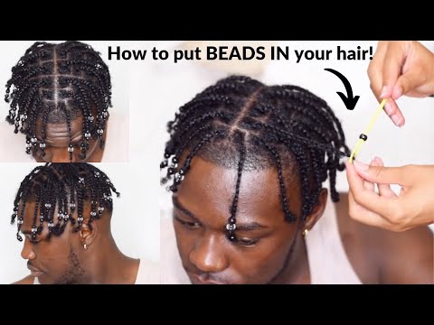 How to put BEADS in your hair!  Men's Box Braids Tutorial 