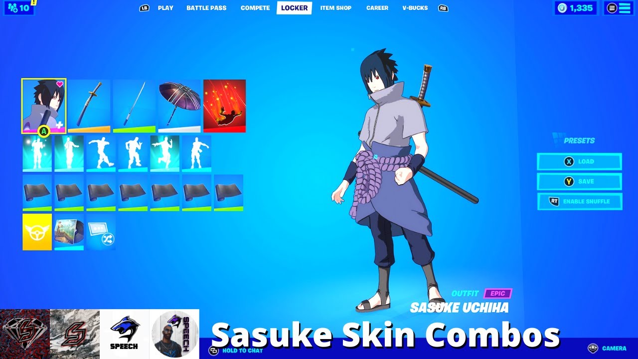 Sasuke Skin Combos (Fortnite Battle Royale) YouTube