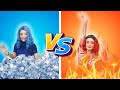 Fire Girl Vs Icy Girl Challenge - Building Bunk Beds || Hot Vs Cold, Room Decor Ideas by Kaboom!