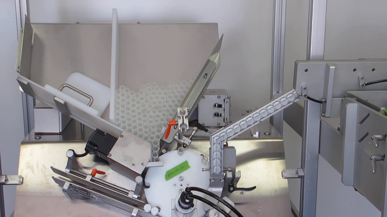 IQ-mTRX Bantam Test Tube Filling Machine with IQ ACF Automatic Cap Feeder