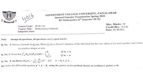 Gcuf past paper solution of mathematical methods Bs math 6 semester (part- 3)