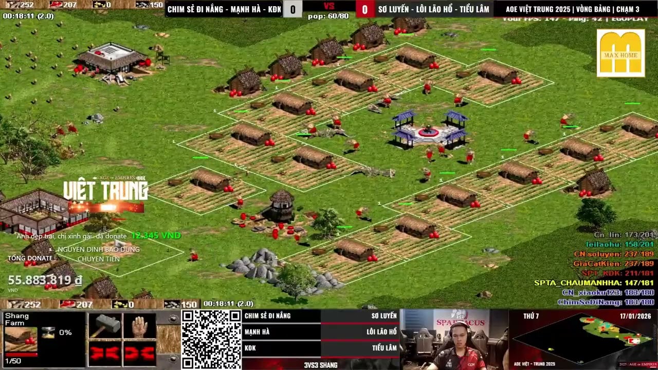 Vòng bảng 2 | Chim Sẻ Đi Nắng - KDK - Chẩu Hà | 3v3 Shang | AoE Việt Trung 2025 #aoe #chimsedinang