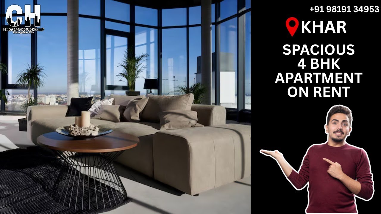 🏙️ Luxury 4 BHK Rental in Khar West, Mumbai | 2200 Sq. Ft. | ₹6L/Month