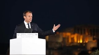 President Macron speaks Greek from the Pnyx in Athens