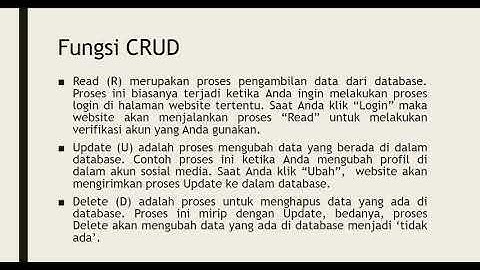 Pertemuan 10 Pemrograman Web I Fungsi CRUD