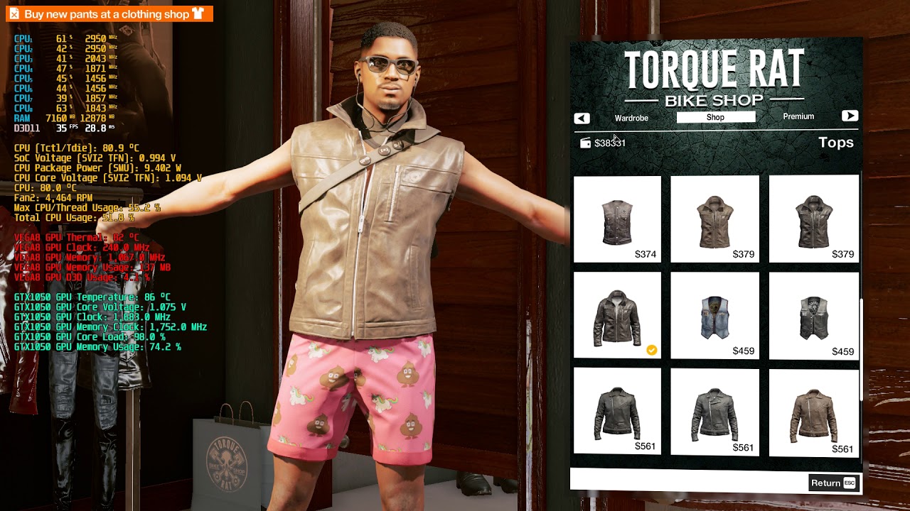 Asus X570ZD Ryzen 5 2500U 45W TDP Test Watch Dogs 2