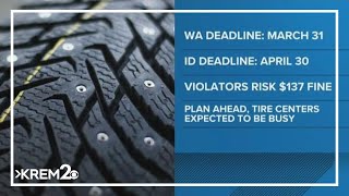 Studded tires deadline in Washington State is Monday, March 31 Snow Tire Deadlines Unchanged Despite April Flurries Fines Loom