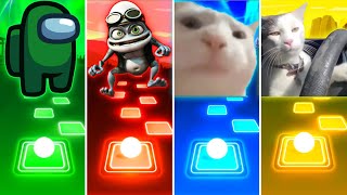 Among Us vs Crazy Frog Axel F vs Vibing Cat vs Driving Cat - Tiles Hop EDM Rush