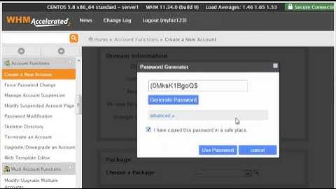 How to create a new hosting account in WHM 11.34
