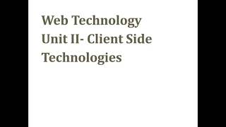 Client Side Technologies- REVISION SESSION part1