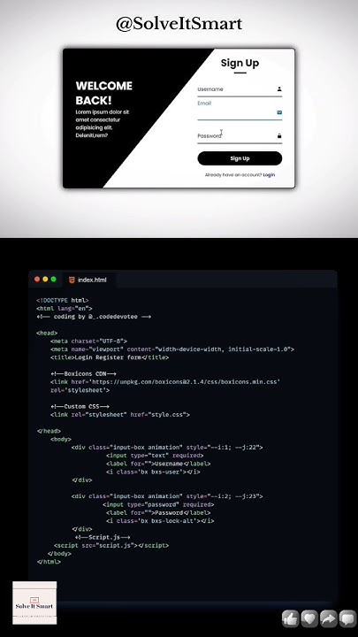 😱 HTML, CSS - Animated Login & Sign up Page || Solve It Smart - YouTube