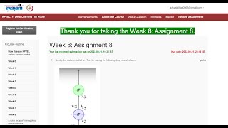 Week 8 Assignment 8 | Deep Learning- IIT Ropar | NPTEL Solution 2022 | IIT Madras | Machine Learning
