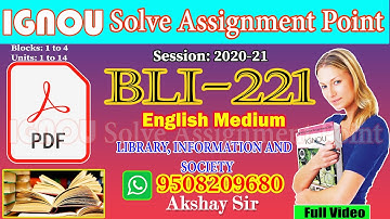 Solve Assignment Point BLI-221: LIBRARY, INFORMATION AND SOCIETY II 2020-21 II Whatsapp-9508209680