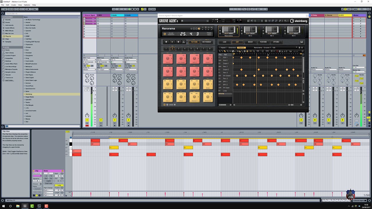 Demonstrating Steinberg Groove Agent 4 being used in Ableton Live 9. 