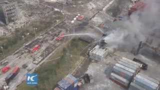 Drone footage: Devastation at Tianjin explosions site