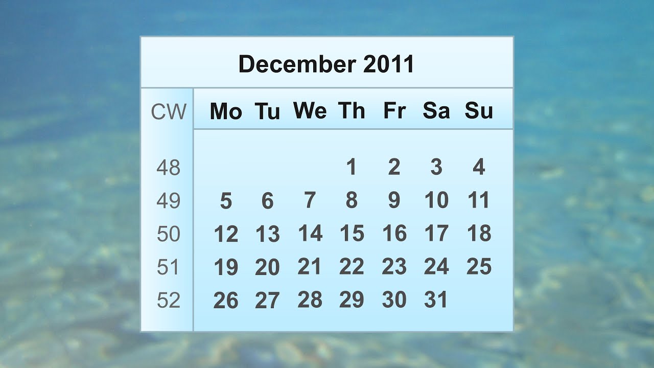 December 2011 Calendar
