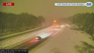 Roads becoming slippery as snow storm begins