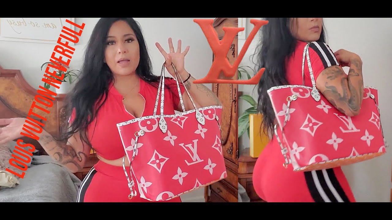 Louis Vuitton Neverfull Monogram Giant MM Red/Pink Lining - YouTube