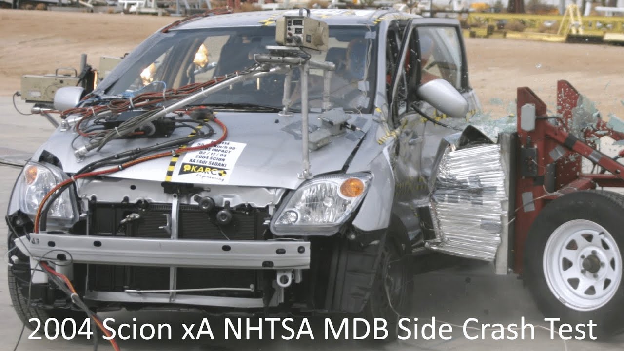 2004-2006 Scion xA NHTSA MDB Side Crash Test - YouTube