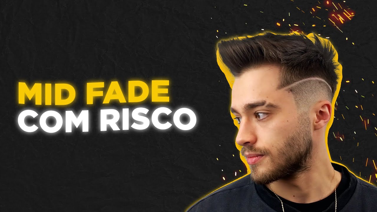 Corte de Cabelo Mid Fade com Risco - Barbearia Nordick