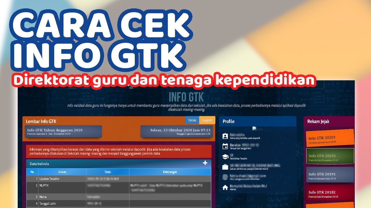 Cara Cek INFO GTK Direktorat guru dan tenaga kependidikan Login PTK