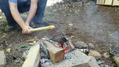 Making Axe handles pt. 2 Fire Hardening Sep 5 2020