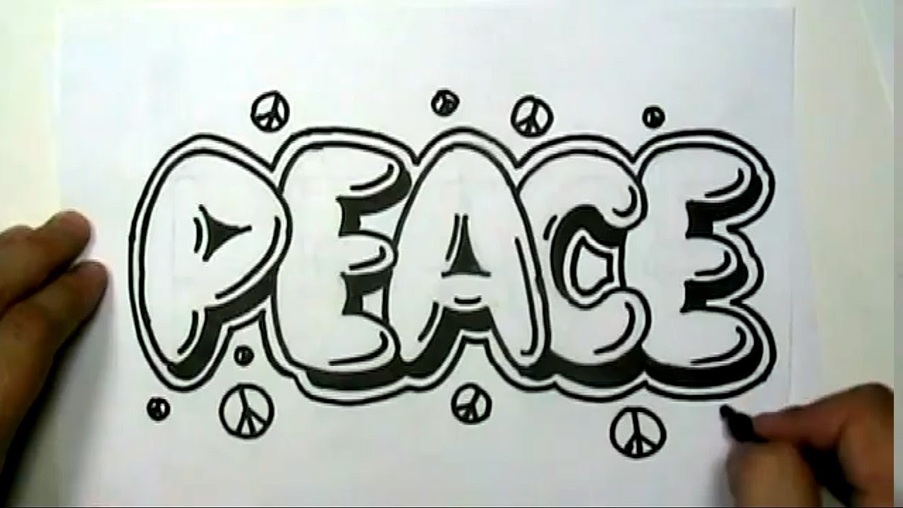 How To Draw Peace In Graffiti Letters Write Peace In Bubble Letters Mat Youtube