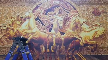 THI CÔNG TRANH BÁT MÃ 3D, PHÀO CHỈ  | TRANH DÁN TƯỜNG 3D | TRANH 3D FUNPI | 0962.162.993