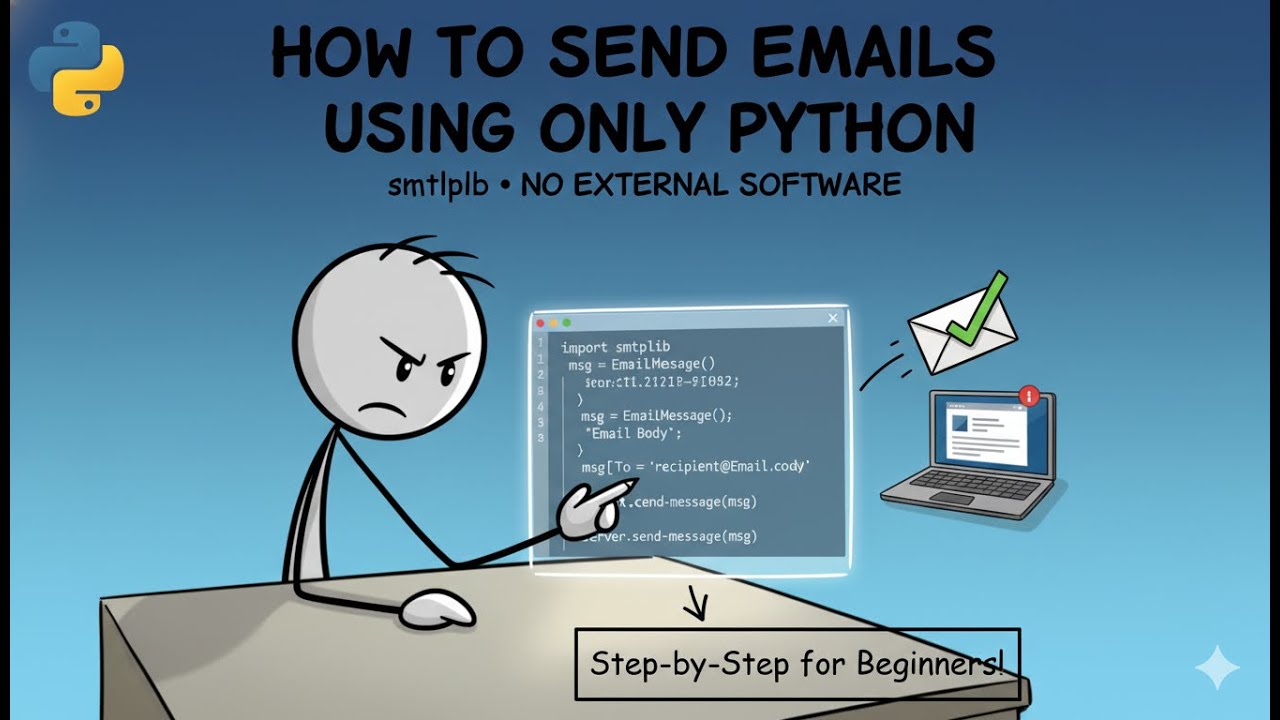 How to Send Emails Using only Python (Step-by-Step for Beginners) | smtplib no external software N6