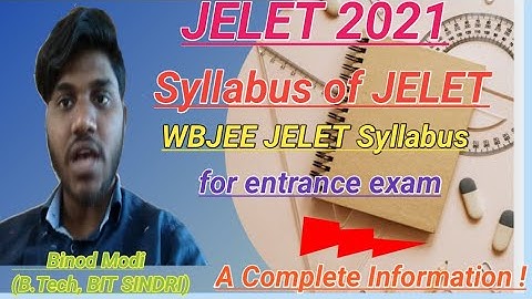 Syllabus of JELET | JELET Syllabus | WBJEE JELET Syllabus | Jelet Syllabus | Syllabus of Jelet
