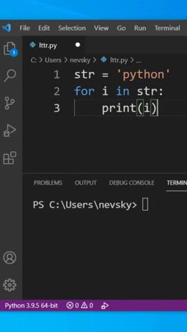 How to print each letter of a string in python #python #coding # ...