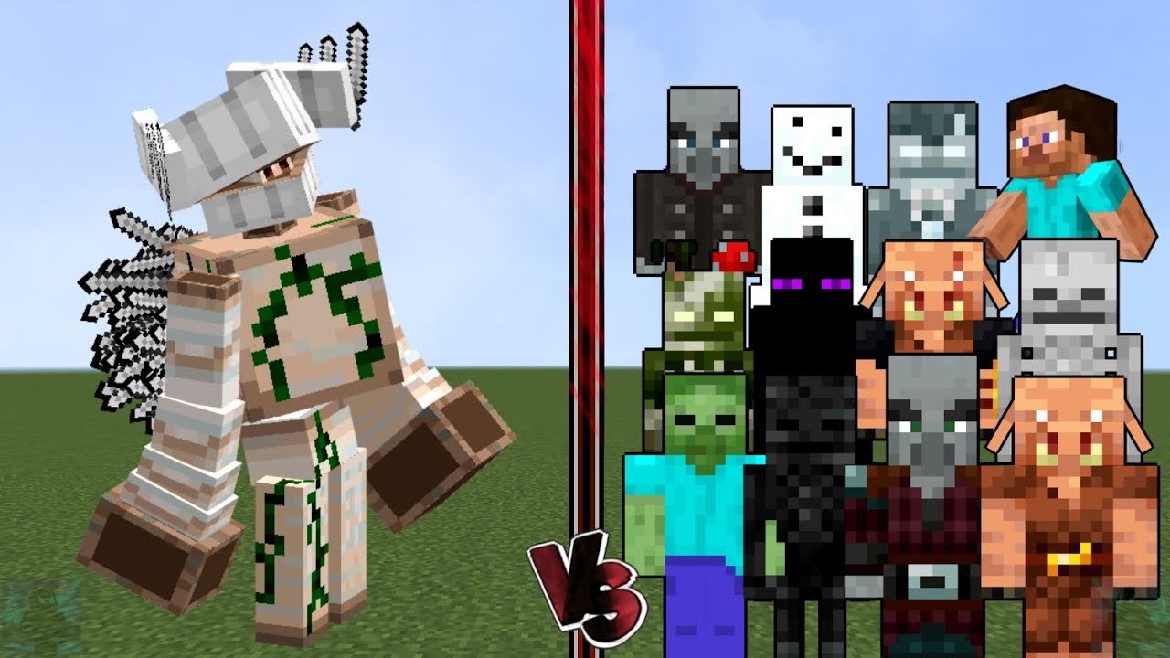 MUTANT IRON GOLEM vs ALL MOBS | Minecraft PE | Mob Battle - YouTube