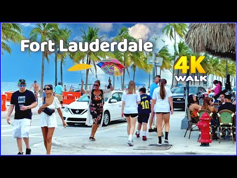 【4K】𝐖𝐀𝐋𝐊 ➜ ☘️ MIAMI 🇺🇸 USA 🇺🇸  4K video 𝐇𝐃𝐑 ! Fort Lauderdale !