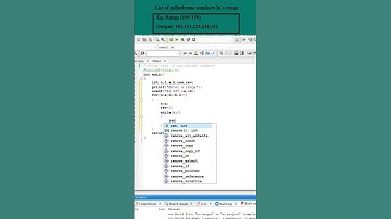 #26 List of palindrome numbers in range || C Program #shorts #shortvideo #cprogramming #coding #loop