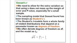 AP Stats Ch 22 BVD intro to the t distribution