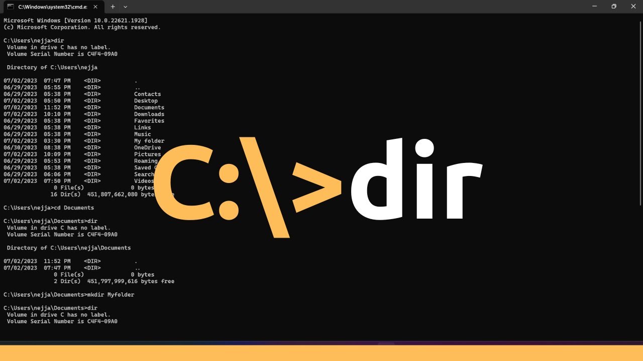 سطر الأوامر في ويندوز CMD : DIR