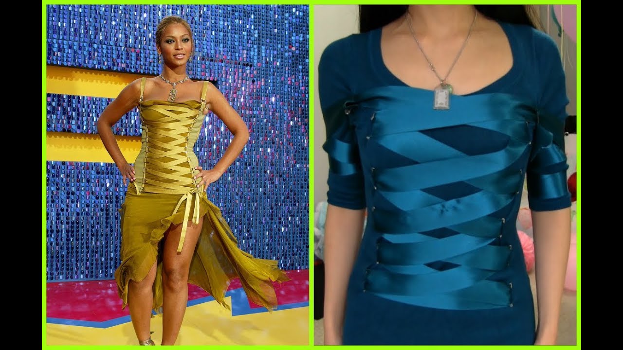 DIY Beyonce Inspired Ribbon Corset Dress - YouTube