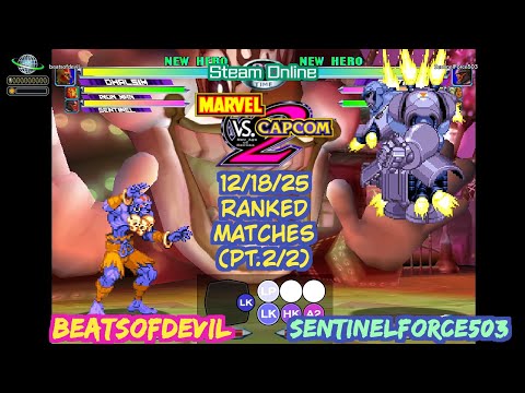 MvC2 Dhalsim BeatsofDevil vs SentinelForce503 Ranked Matches(12/18/25 part 2/2) Steam Netplay Online