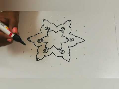 Lesson No.61 IHOW TO MAKE VERY SIMPLE AND EASY KOLAM WITH 9 X 5 DOTS ILEARN SIMPLE AND DAILY RANGOLI