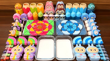 Slime Mixing Glossy Makeover: Rainbow vs Blue Clay & Glitter