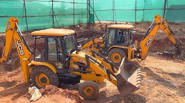 JCB 3DX Bucket vs Breaker Dig and Loading Rock Tractor for New Hotel Underground | jcb video