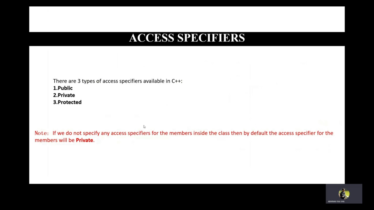 Classes and Access Specifiers in C++ - YouTube