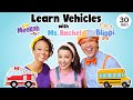 Blippi &amp; Ms Rachel Learn Vehicles - Wheels on the Bus - Videos for Kids - Tractor, Car, Truck + More