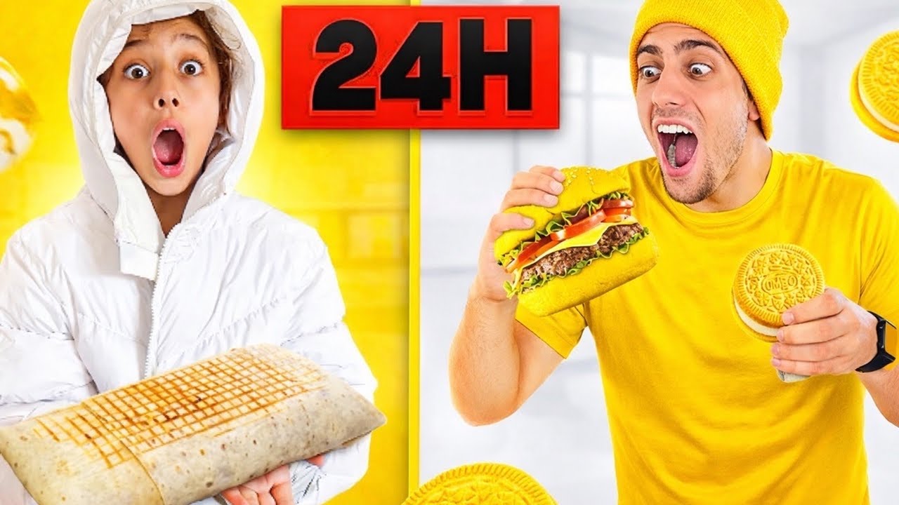 ON MANGE JAUNE VS BLANC PENDANT 24H ! ( incroyable la vidéo 😁)