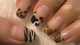 Animal Prints Nail Art Tutorial / Arte para las uñas con dibujos de manchas de animales