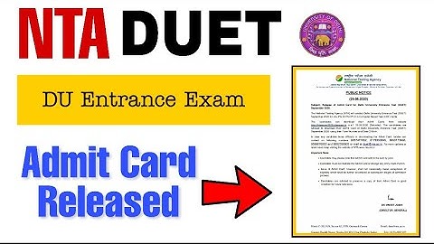 DU Admit Card for Entrance Exam|| Nta Admit Card for DUET 2020 || @CLUSTERcareer