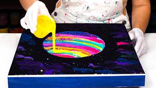 MindBlowing COSMIC Painting Technique using HOOP! Space, PLANET & Stars | Fluid Painting Tutorial