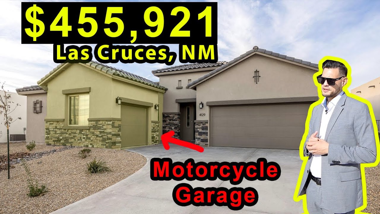 Las Cruces Homes For Sale Under $460K | Motorcycle Garage Tour | NM Real Estate