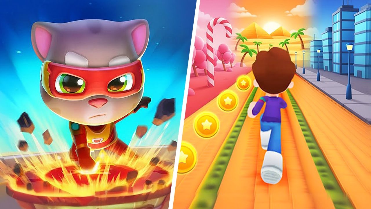 Talking Tom Cat vs Kooply Run Subway Craft, Talking Tom Hero Dash Gameplay, My Talking Tom Friends
