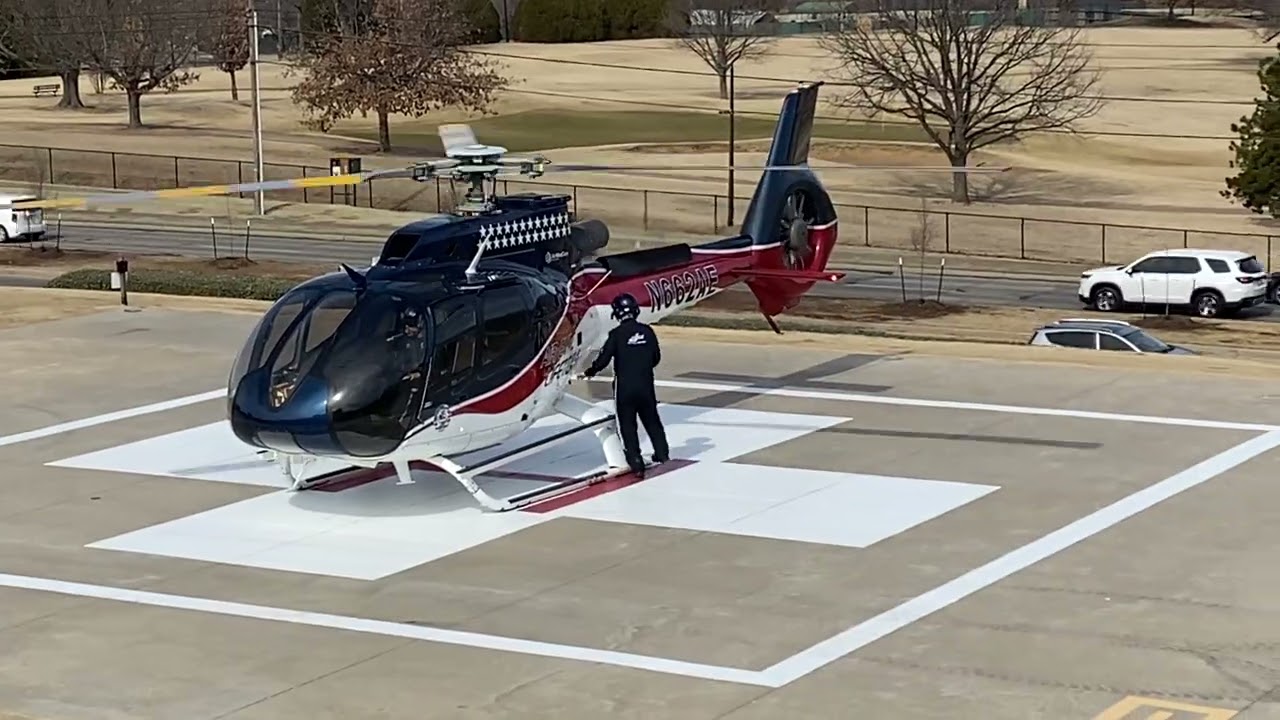 Air Evac Ec-130 Starting up and Taking off from St.Francis Hospital Tulsa Oklahoma 